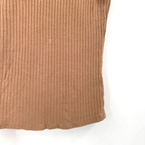 Reformation Crew Neck Ribbed Tank Top XS Tan Beige Neutral Stretch Layering - Picture 5 of 9